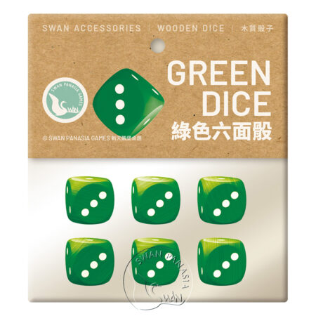 綠色六面骰-16mm-6入 DICE1601GRE